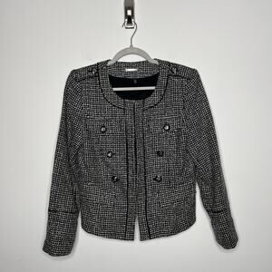 White House Black Market Blazer‎ Womens 6 Black White Tweed Boucle Career Jacket